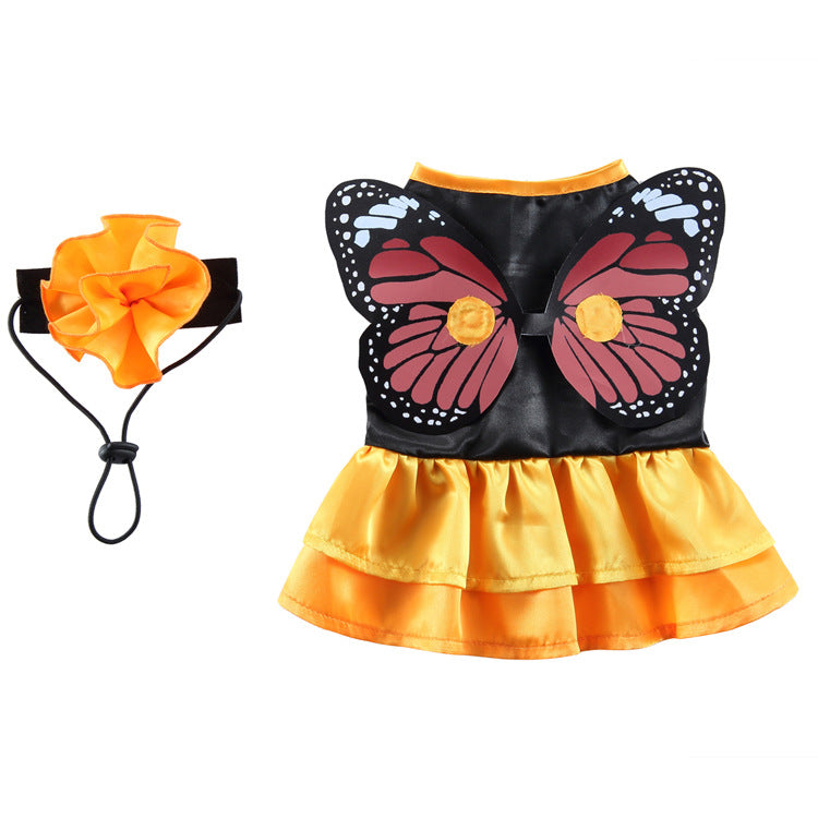 Pet Supplies Dog Clothes Christmas Dress Halloween Pet Clothes Funny Cute Butterfly Fairy Skirt (Wings Detachable)