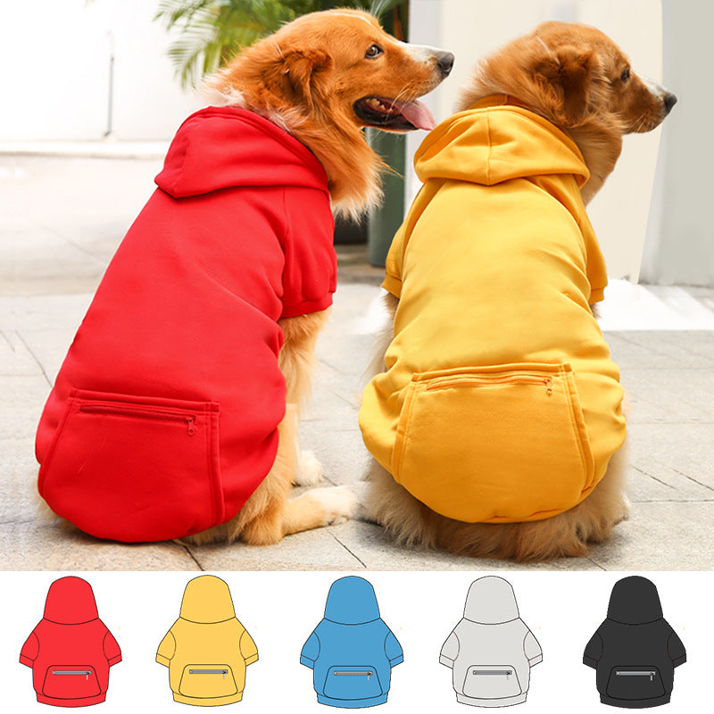 Autumn And Winter Fleece Golden Hair Zipper Pocket Sweater Small And Medium-Sized Dogs And Cats Clothes Fighting Pet Supplies