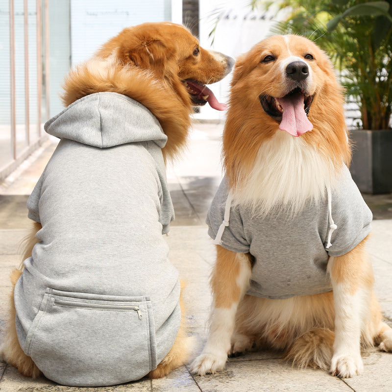 Autumn And Winter Fleece Golden Hair Zipper Pocket Sweater Small And Medium-Sized Dogs And Cats Clothes Fighting Pet Supplies