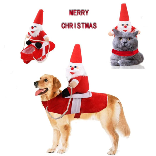 Fashion Designer Large And Medium Santa Dog Christmas Costumes Riding Clothes Transformed Into Santa Claus Clothes