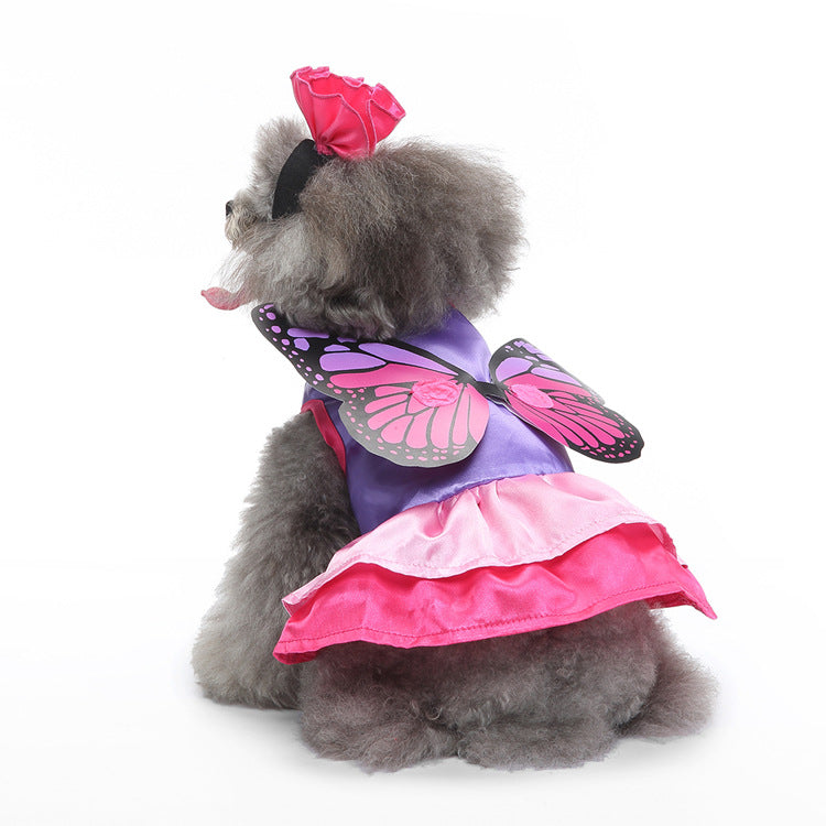 Pet Supplies Dog Clothes Christmas Dress Halloween Pet Clothes Funny Cute Butterfly Fairy Skirt (Wings Detachable)