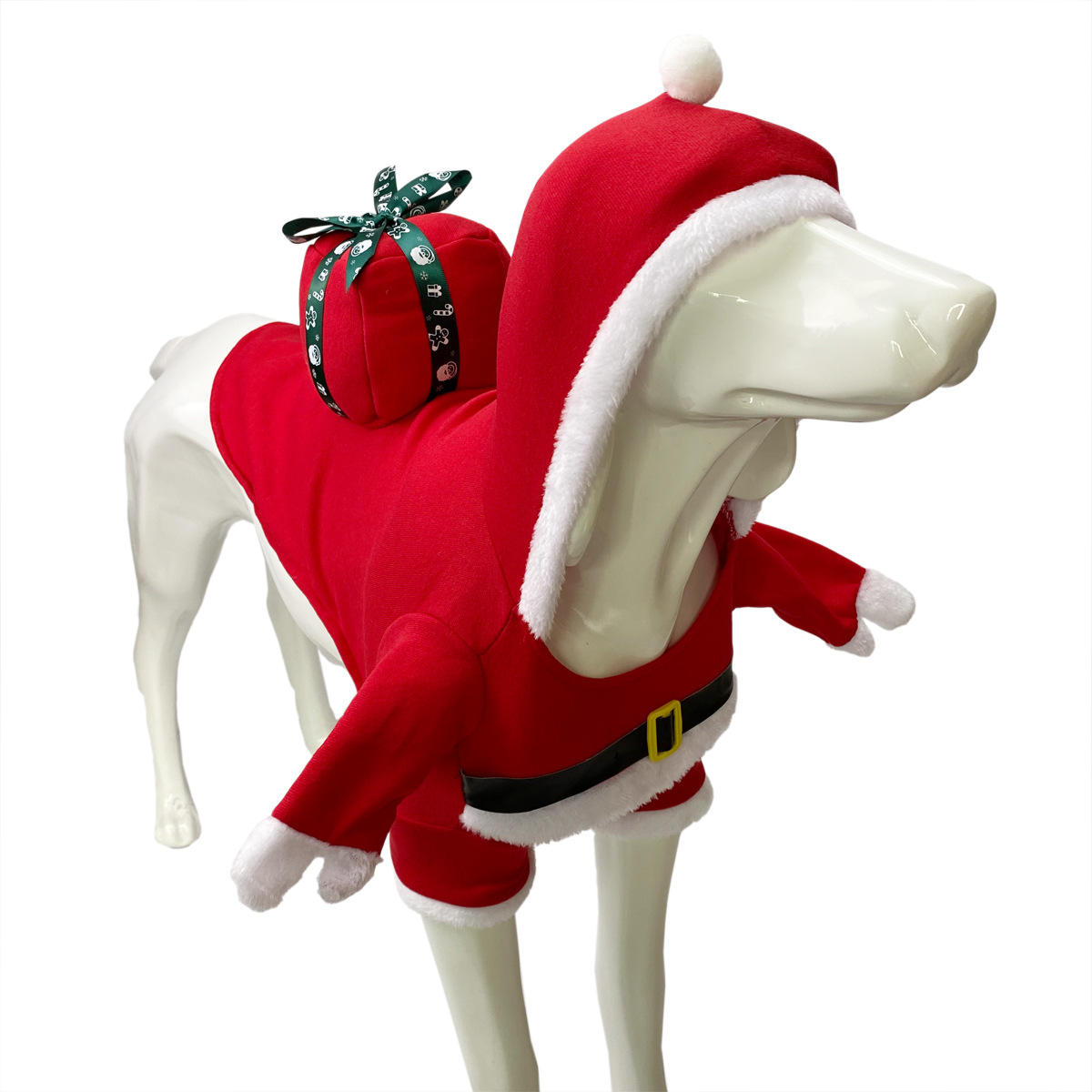 New Christmas Pet Clothes Dog Holds Christmas Gift Shaped Clothes Fleece Warm Pet Clothing