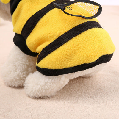 Pet Clothes Cute Bee Dress Dog Clothes Teddy Two-legged Dog Clothes Hooded Fleece