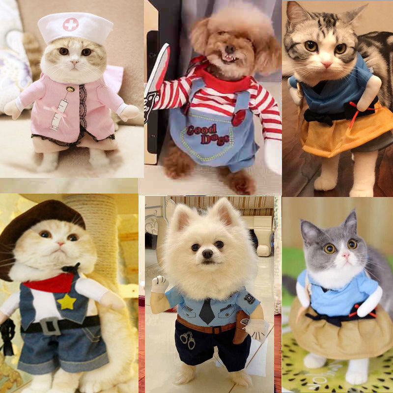 Funny Pet Shaped Clothes Upright Cat Christmas Headwear Dog Clothes