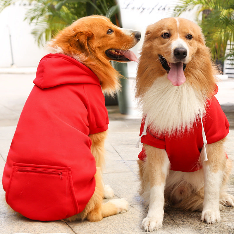 Autumn And Winter Fleece Golden Hair Zipper Pocket Sweater Small And Medium-Sized Dogs And Cats Clothes Fighting Pet Supplies