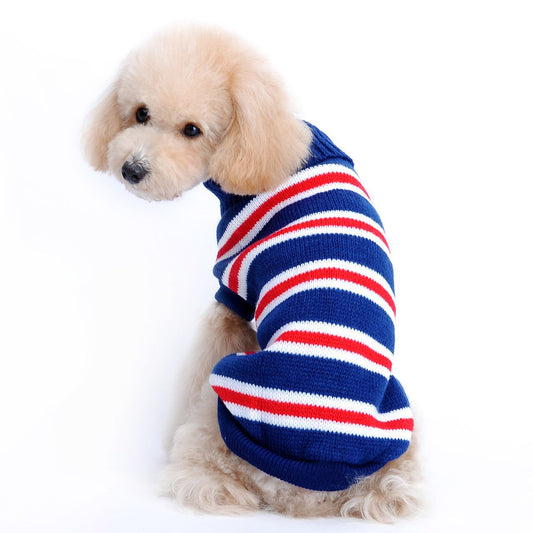 Autumn And Winter New Pet Sweater Horizontal Stripe Pattern Dog Clothes High Quality Pet Clothes